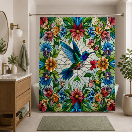 Graceful Hummingbird mit festem Glaseffekt Duschvorhang