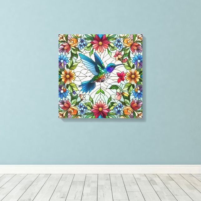 Graceful Hummingbird mit festem Glaseffekt Leinwanddruck (Insitu (Holzboden))