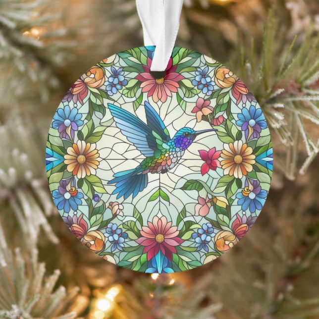 Graceful Hummingbird mit festem Glaseffekt Ornament (Baum)
