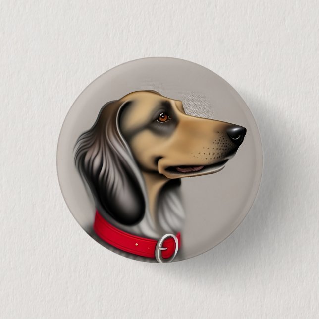 Graceful Hund mit rotem Collar gepolsterten Seiten Button (Vorderseite)