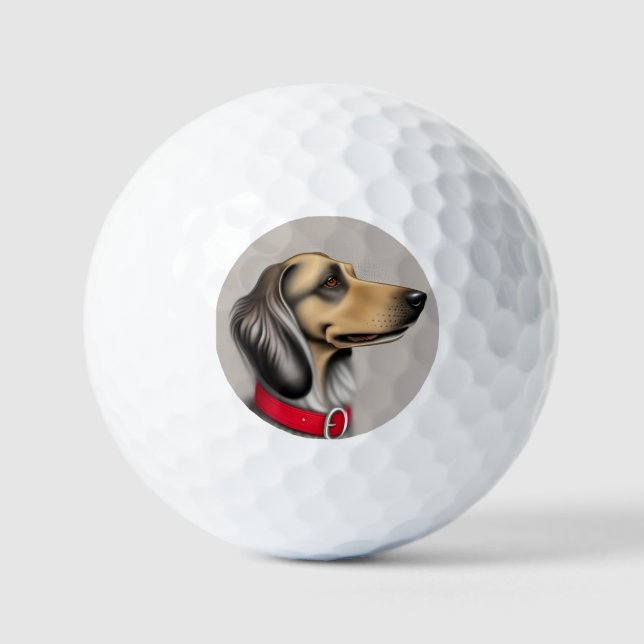 Graceful Hund mit rotem Collar gepolsterten Seiten Golfball (Vorderseite)