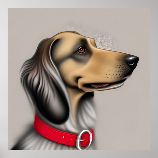 Graceful Hund mit rotem Collar gepolsterten Seiten Poster (Vorne)