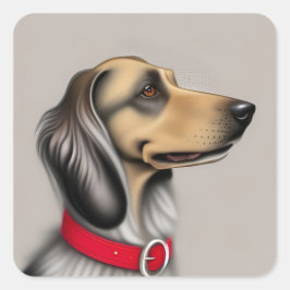 Graceful Hund mit rotem Collar gepolsterten Seiten Quadratischer Aufkleber
