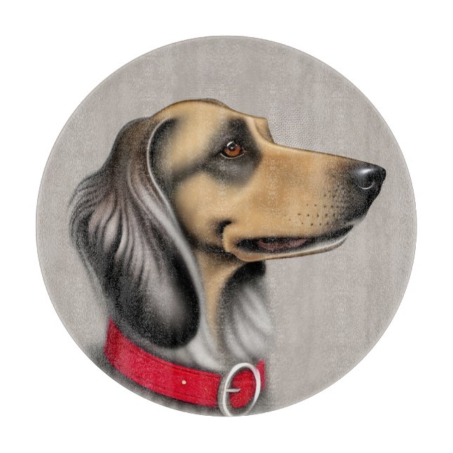 Graceful Hund mit rotem Collar gepolsterten Seiten Schneidebrett (Vorderseite)