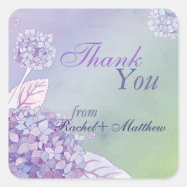 Graceful Hydrangeas Wedding Vielen Dank Quadratischer Aufkleber