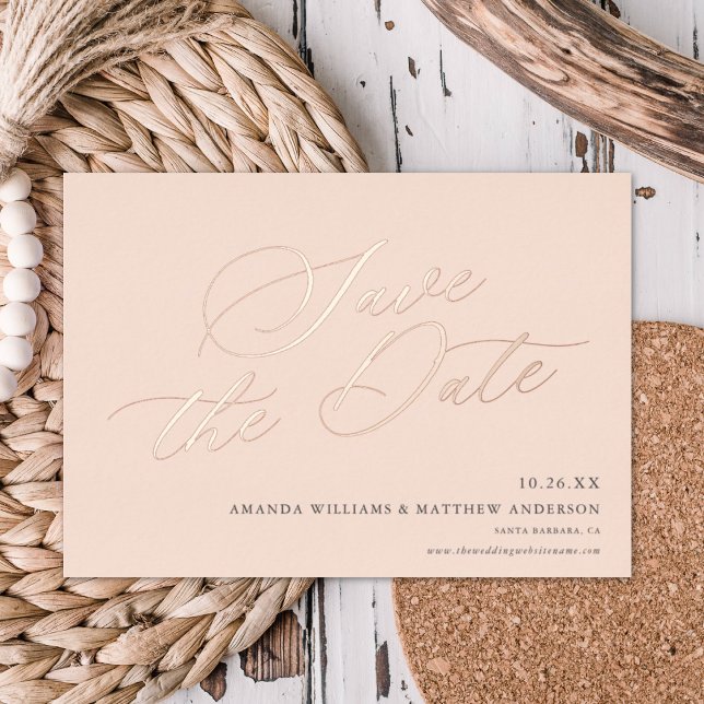 Graceful Kalligraphie Nicht-Foto Save the Date REA Folieneinladung (Von Creator hochgeladen)