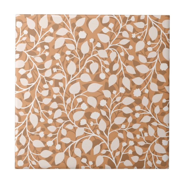 Graceful Leaf Kaskade White Foliage Muster Blätter Fliese (Vorderseite)