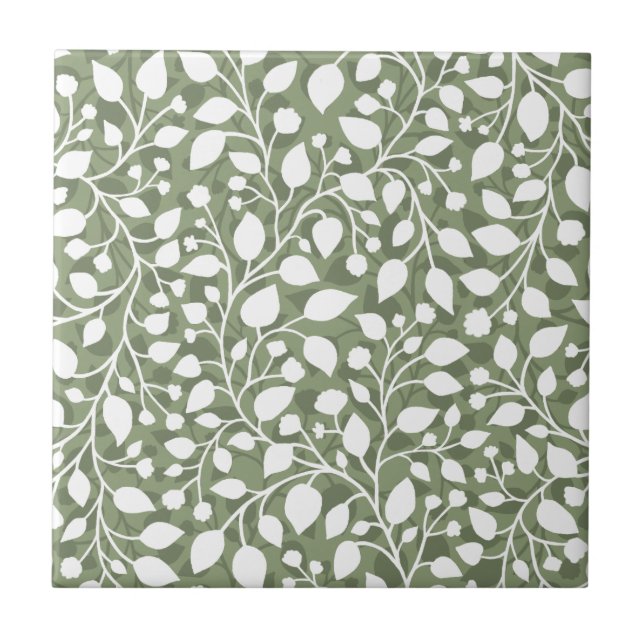 Graceful Leaf Kaskade White Foliage Muster Blätter Fliese (Vorderseite)