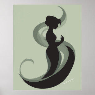 Graceful Minimalistisch Woman Silhouette - Modern  Poster
