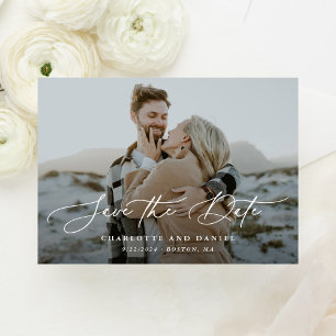 Graceful Modern Calligraphy Full Foto Save The Date