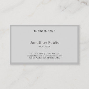 Graceful Modern Elegante Gray Einfaches Cooles Sch Visitenkarte