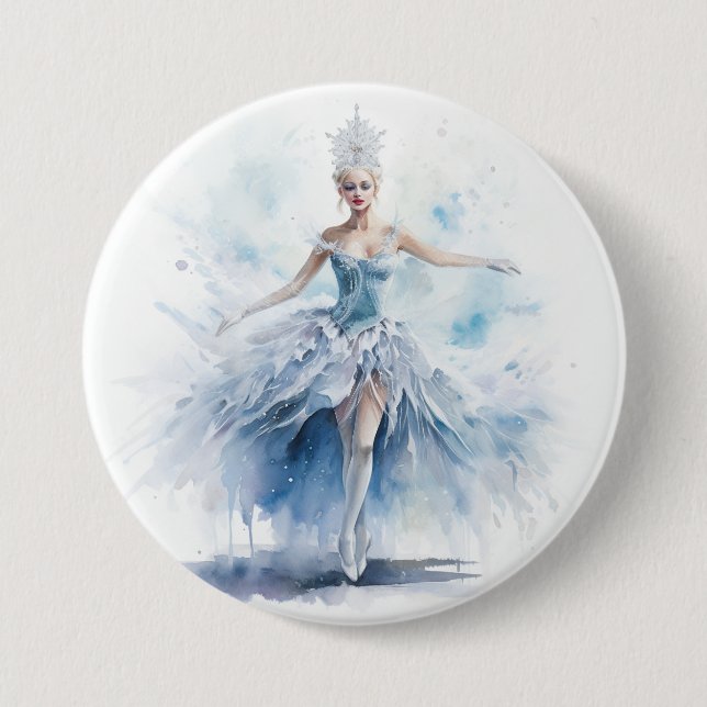 Graceful Nutcracker Snow Queen in White Button (Vorderseite)