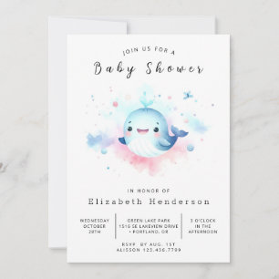 Graceful Online Whale Baby Dusche Einladung