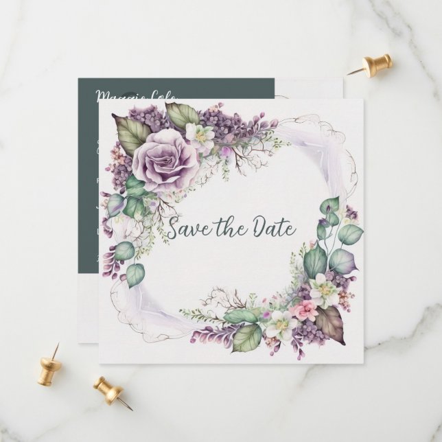 Graceful Painted Floral Save the Date (Vorderseite/Rückseite Beispiel)