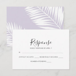 Graceful Palms Wedding Rsvp Card in Violet Karte