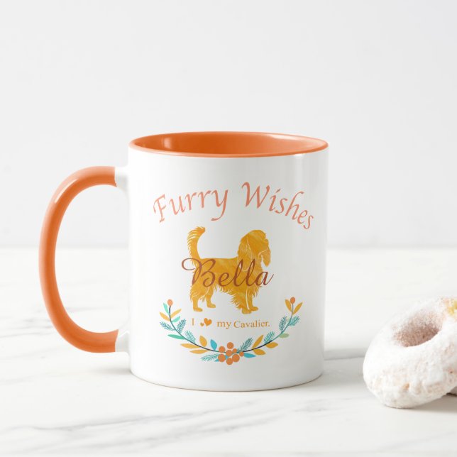 Graceful Pastel Orange Cavalier | Custom Christmas Tasse (Mit Donut)