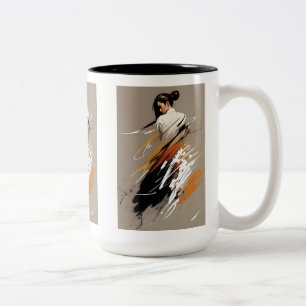 Graceful Power, Female Karate Athlete, Minimalisti Zweifarbige Tasse