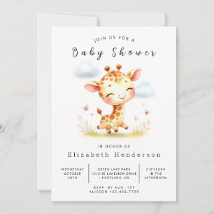 Graceful Printable Giraffe Baby Dusche Einladung