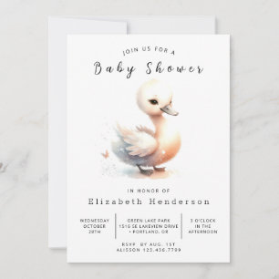 Graceful Printable Swan Baby Dusche Einladung