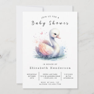 Graceful Printable Swan Baby Dusche Einladung
