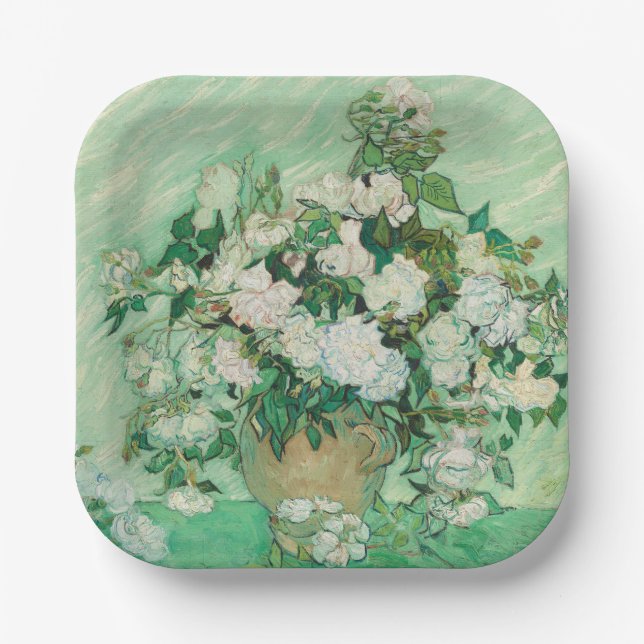 Graceful Rose in einer Vase von Vincent van Gogh Pappteller (Vorderseite)