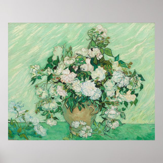 Graceful Rose in einer Vase von Vincent van Gogh Poster (Vorne)