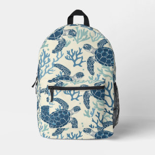 Graceful Sea Turtle and Coral Design Bedruckter Rucksack
