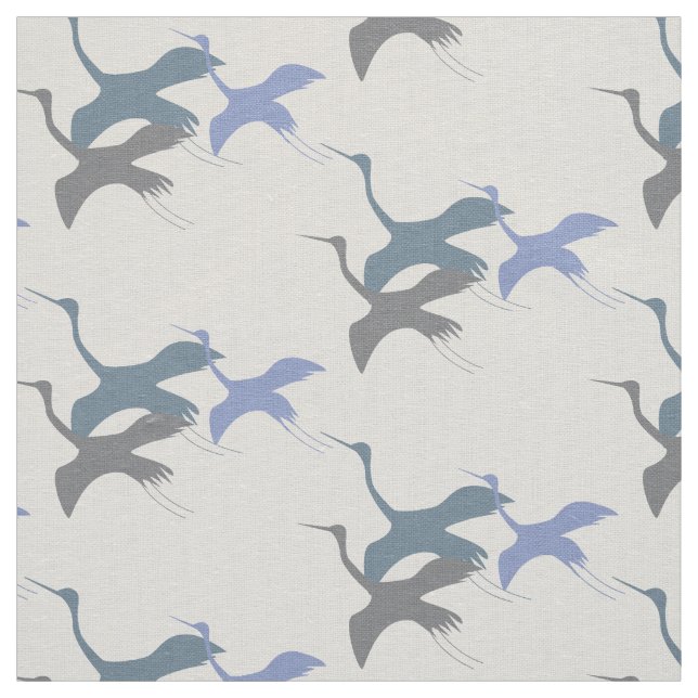 Graceful Skies: Bluish Whoope Crane Stoff (Muster)