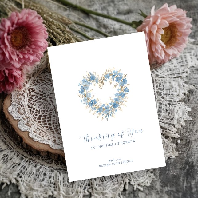 Graceful Soft Blue Tones Floral Heart Sympathy (Graceful Soft Blue Tones Floral Heart Sympathy Card Design.)
