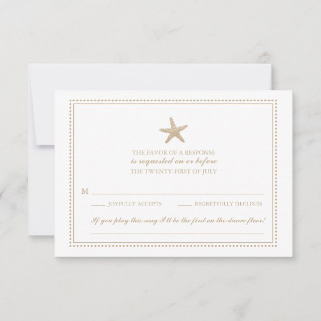 Graceful Starfish Golden Sand | HochzeitsrSVP RSVP Karte (Vorderseite)