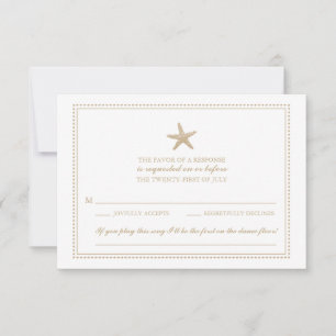 Graceful Starfish Golden Sand HochzeitsrSVP RSVP Karte