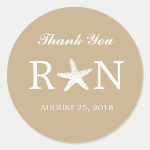Graceful Starfish   Hochzeit Runder Aufkleber