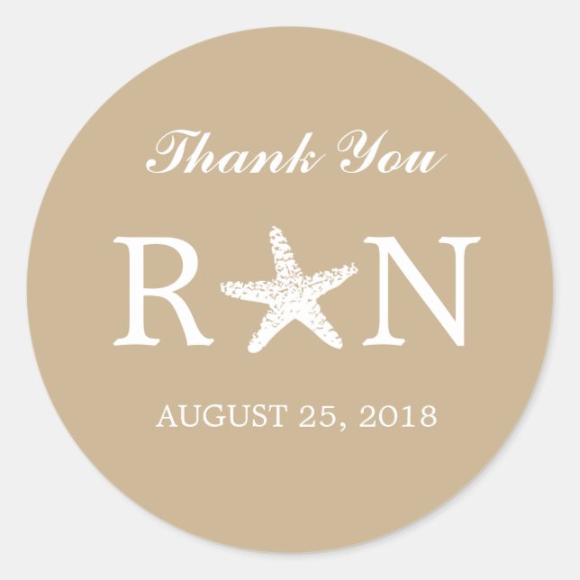 Graceful Starfish | Hochzeit Runder Aufkleber (Vorderseite)