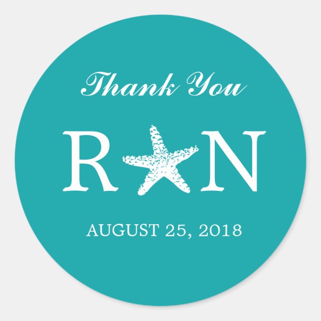 Graceful Starfish | Hochzeit Runder Aufkleber (Vorderseite)