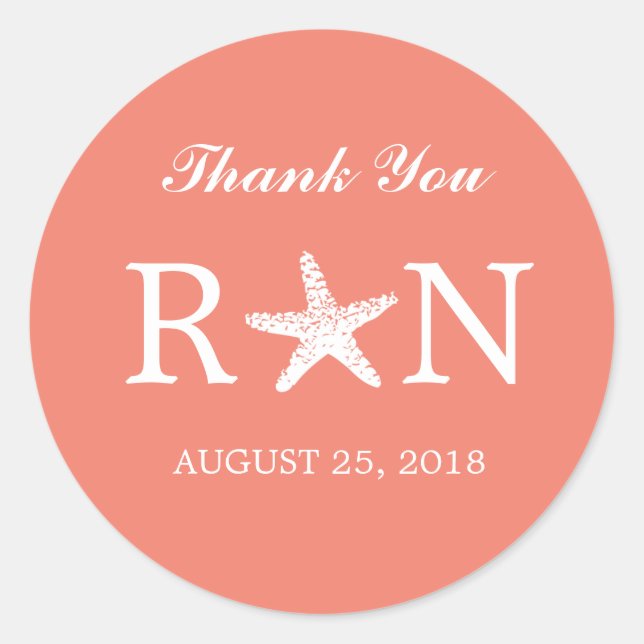 Graceful Starfish | Hochzeit Runder Aufkleber (Vorderseite)