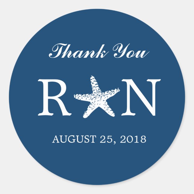 Graceful Starfish | Hochzeit Runder Aufkleber (Vorderseite)