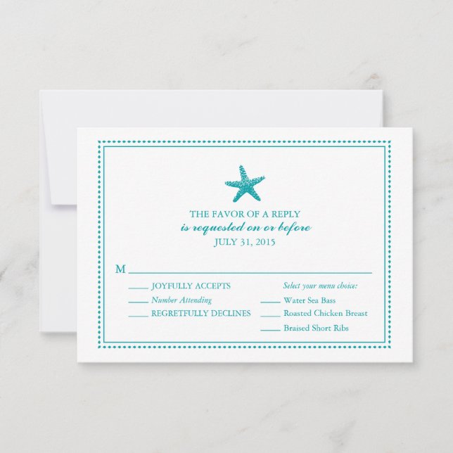 Graceful Starfish | HochzeitsrSVP RSVP Karte (Vorderseite)