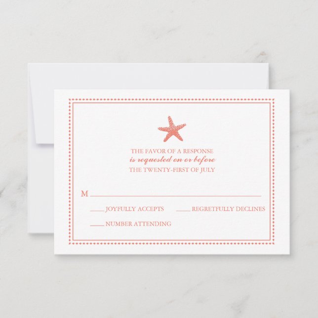 Graceful Starfish | HochzeitsrSVP RSVP Karte (Vorderseite)