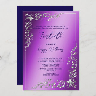 Graceful Stylish Silver Decoration Geburtstagspart Einladung