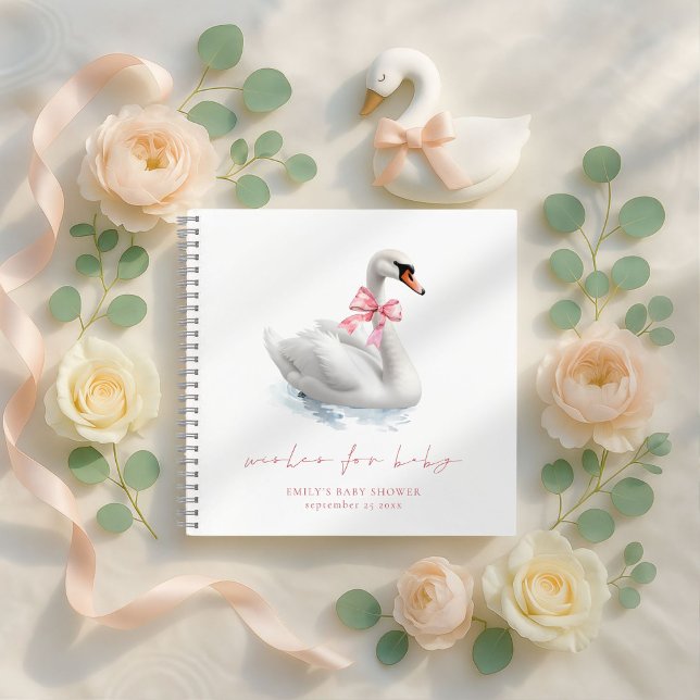 Graceful Swan Baby Shower Guest Book Notizbuch (Von Creator hochgeladen)
