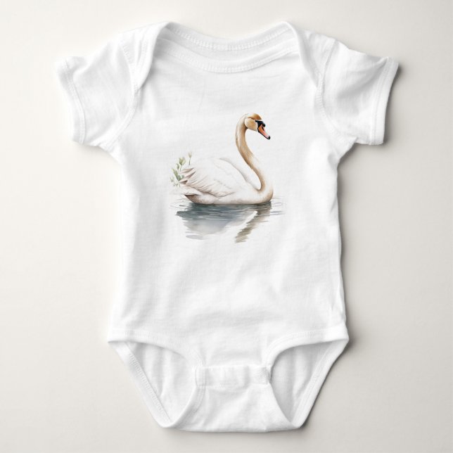 Graceful Swan Gliding auf dem Teich Baby Strampler (Vorderseite)