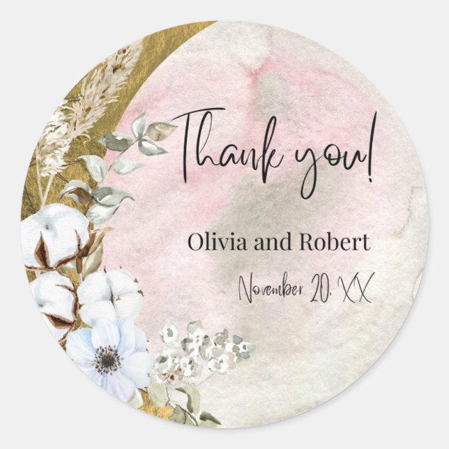"Graceful & Timeless Danke Gastgeschenk Hochzeit R Runder Aufkleber (Vorderseite)