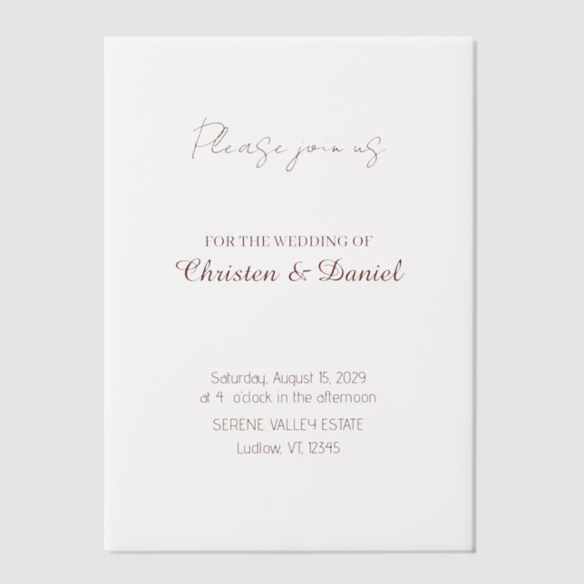 Graceful Translucent Wedding Invitation Cover (Vorderseite)