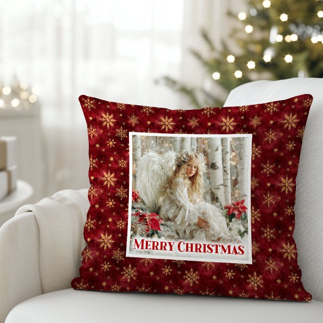 Graceful Victorian Angel Red and Gold Gift Pillow Kissen (Graceful Victorian Angel Red and Gold Gift Pillow)