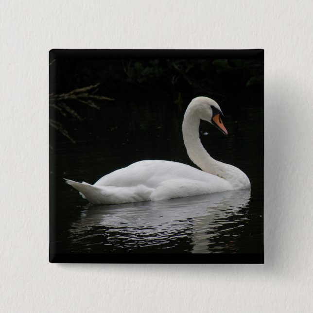 Graceful White Swan Button (Vorderseite)
