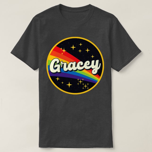 Gracey Rainbow in Space Vintag Style T-Shirt (Design vorne)
