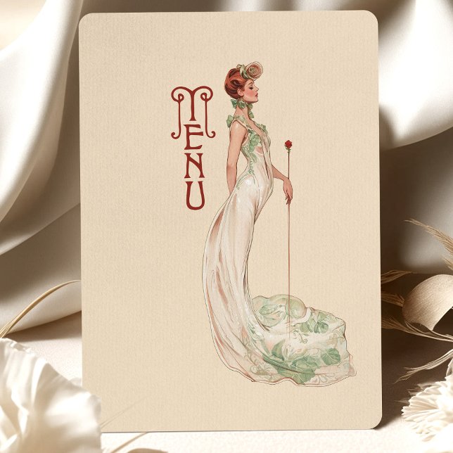 Gracful Art Nouveau Wedding Menu Card Einladung (Von Creator hochgeladen)