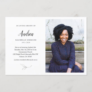 Gracful Blätter Gedenkveranstaltung mit Foto Einladung