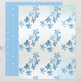 Gracful Blue Watercolor Blume Scrapbook Paper