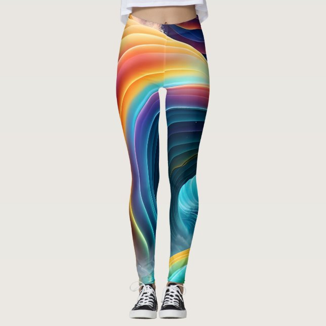 Gracful Bright Rainbow Wasserfall Leggings (Vorderseite)